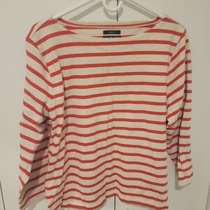 J. Crew Red and Cream Striped Long Sleeve Top